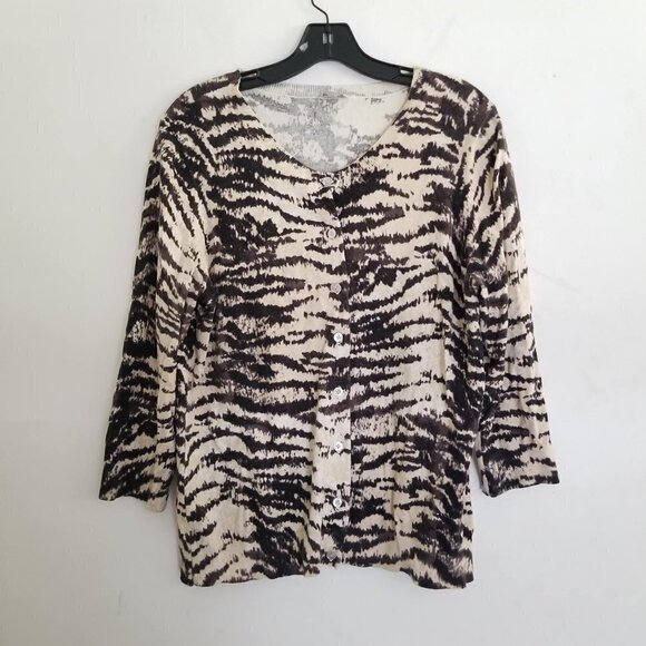 Talbots Zebra Animal Print Button Front Cardigan L - Picture 8 of 8